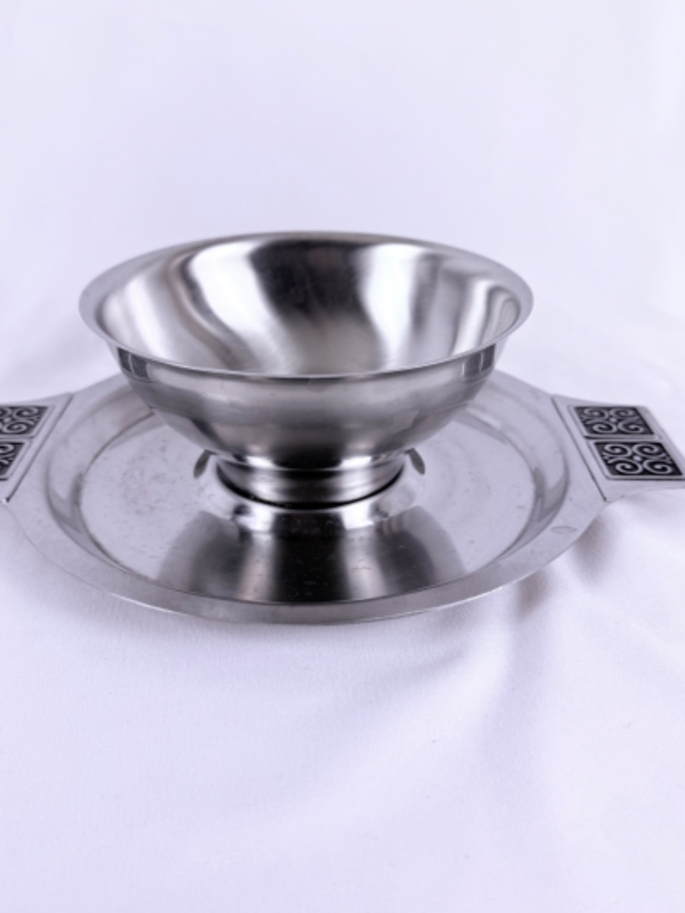 Vintage Rogers Insilco Gravy Boat Stainless Steel with Undertray Mid Century Mod